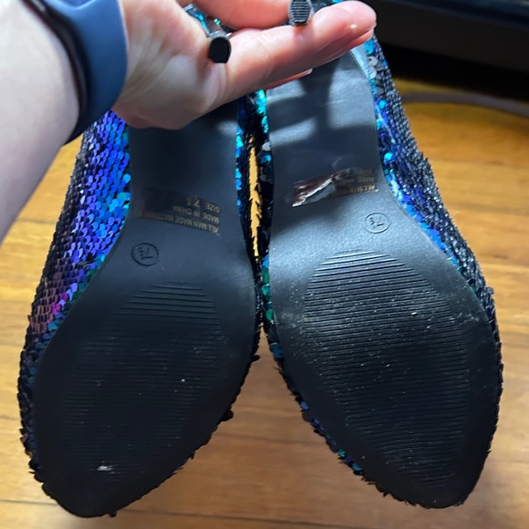 Mermaid Green and Black Sequin Ankle Booties - Picture 8 of 10